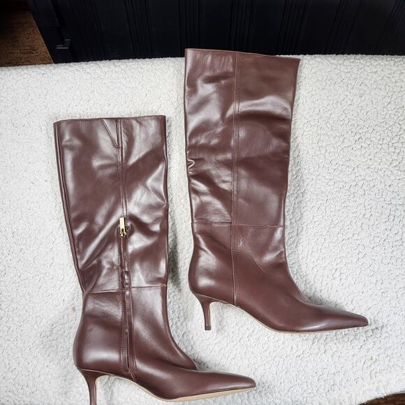 NEW Nordstrom Brown Kora Tall Leather heeled Boots Women's size 7.5 - Picture 2 of 7